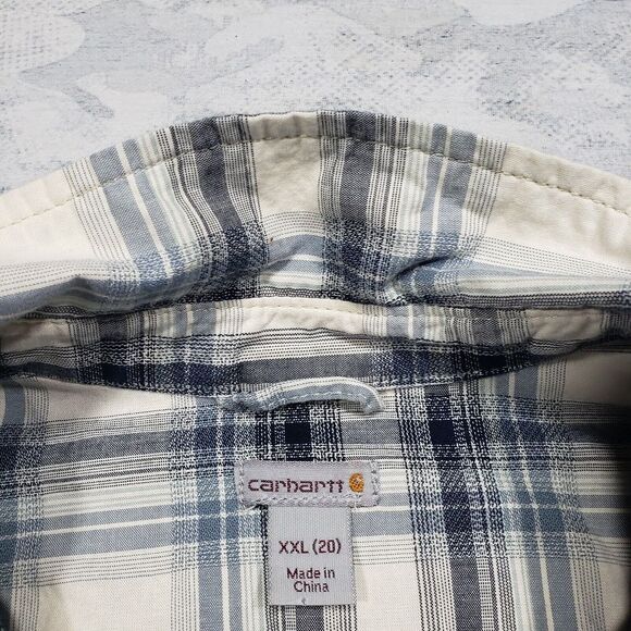 Carhartt Top Womens 2XL Blue Plaid Long Sleeve Button Up Workwear - Picture 4 of 9